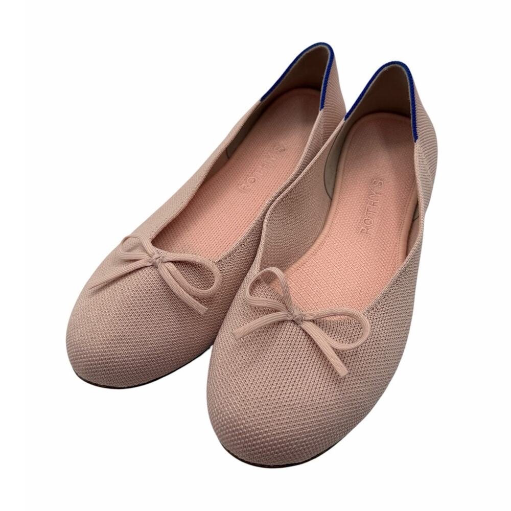 Rothy’s The Ballet Flat Bow Pastel Pink Ballerina Size 8.5 Comfort Washable Chic